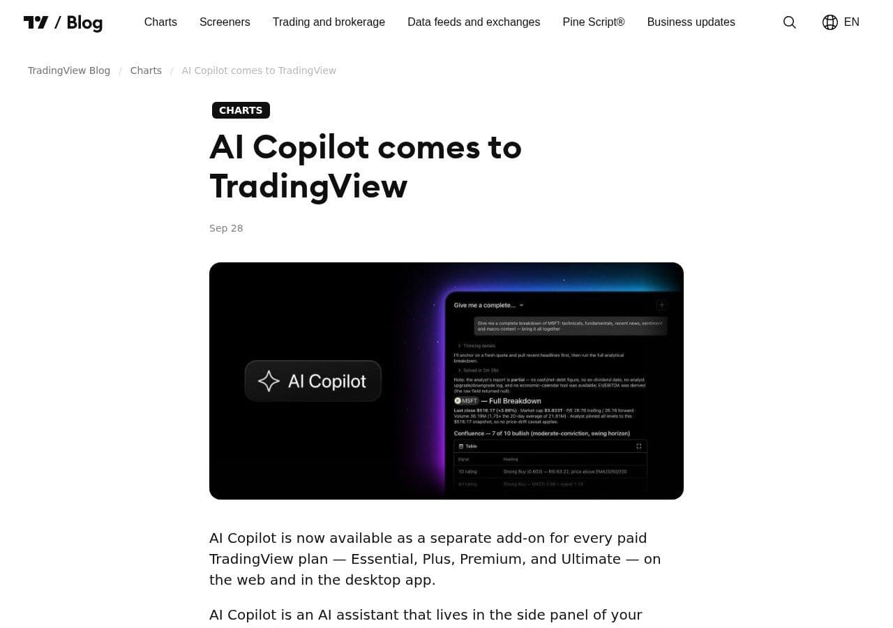 TradingView AI Copilot vs Systemly: an assistant that does what you ask, or a plan that checks itself