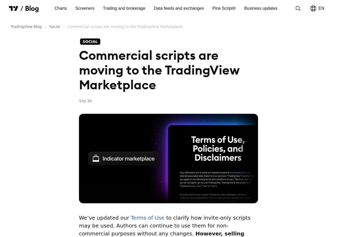TradingView signals and paid indicator sellers: what changes on 1 November 2026, and how to judge any script